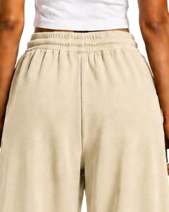 Pantalon de survêtement beige personnalisé pour femme, coupe large, taille haute, décontracté, style streetwear, en molleton, avec cordon de serrage et poches - Product Image 6