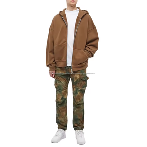 Sweat à capuche personnalisé de haute qualité, poids lourd, surdimensionné, à épaules tombantes, double fermeture éclair, uni - Product Image 4