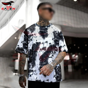 100% Cotton <b>Men's</b> T-Shirts <b>Tie</b>-Dye Gradient Short Sleeve T-Shirt <b>Black</b> & White Casual Crew Neck , Loose Fit Oversized Tees - Product Image 2