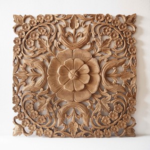 Paneles Decorativos de Pared Tallados a Mano en Madera de Mango - Juego de Arte Mural de Madera Blanqueada - Product Image 2