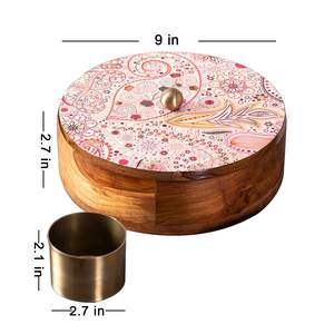 Printed Design Wooden Spice Tools <b>Box</b> For Kitchen Containers <b>Masala</b> <b>Box</b> With Metal Lid At Reasonable Prices Handmade Collection - Product Image 4