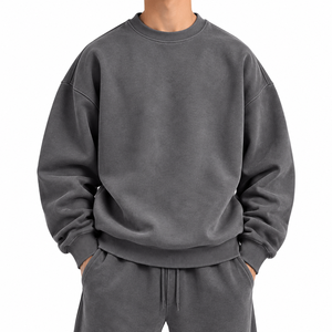 Sudadera de cuello redondo extragrande para hombre 2026, de color liso, de algodón polar, informal, de manga larga, de punto, corte regular, para otoño. - Product Image 1