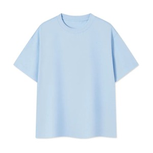 เสื้อยืดแขนสั้นผู้ชายสีฟ้าอ่อนทรงโอเวอร์ไซส์ ผ้าเจอร์ซีย์คอตตอน 100% สีพื้น คอกลม สไตล์ลำลอง ทรงปกติ - Product Image 1
