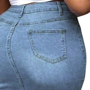 Jupe courte en jean déchiré taille haute pour femme, boutonnée sur le devant, coupe ajustée, délavage enzymatique, tissu respirant à séchage rapide, décontractée pour l'été - Product Image 4