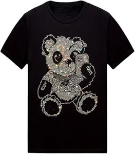 เสื้อยืดลายกราฟิกมังกรประดับคริสตัลสีดำ 320gsm แขนสั้น คอกลม สำหรับผู้ชาย สไตล์สตรีทแวร์ เหมาะสำหรับงานเทศกาล - Product Image 3