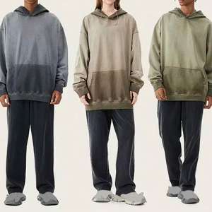 Sudadera con capucha extragrande de 100% algodón personalizada para hombre, sudaderas con capucha lavadas con ácido para hombre, otoño - Product Image 1