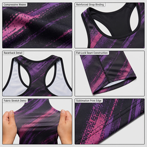 Customized Printed Plus Size Tank Top Women's Gym Wear Compression <b>Singlet</b> Top Ladies Base Layer Racerback Tank Tee - Product Image 6
