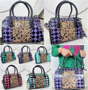 Sac Speedy 11 pouces en cuir à carreaux fait main pour femme, sac à main élégant en cuir de vachette, sac bandoulière, sac de voyage, collection March Expo 2026 - Product Image 1