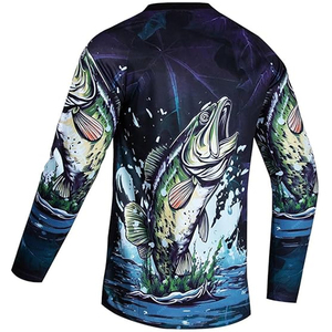Maillot de pêche respirant 100 % polyester de haute qualité à transfert thermique, avec logo personnalisé, manches longues, séchage rapide, protection UV - Product Image 3