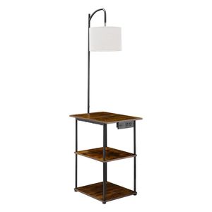 Narrow 3-Tier Open <b>Shelves</b> 3-Color Temperature Lighting Side Nightstand <b>Bedside</b> Desk Floor Lamp Table End Table Nightstand - Product Image 1