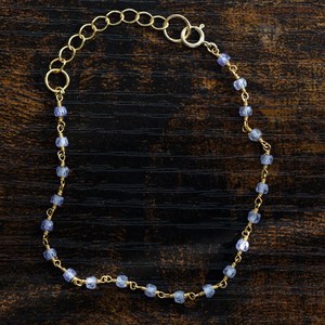 Delicate Raw Tanzanite Beaded Bracelet 925 Sterling Silver 14K Gold Plated Chain Gemstone Jewelry <b>Gift</b> For Women - Product Image 3