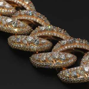 Rose Gold Plated Moissanite Hiphop Cuban <b>Chain</b> Necklace <b>Iced</b> <b>Out</b> Link <b>Chain</b> 925 Sterling Silver for Men Women - Product Image 4