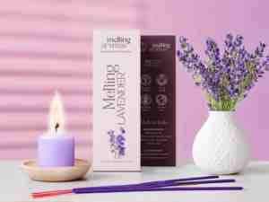 Bâtons d'encens MELTING LAVENDER Ultra Premium, base naturelle, parfum de lavande, Agarbatti pour Pooja, méditation, aromathérapie - Product Image 2