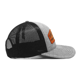 Gorra Trucker de Alta Calidad con Parche de Cuero Gris Jaspeado, Gorra de Malla de Algodón de 6 Paneles, Gorra de Papá Ajustable para Hombre, Venta al por Mayor OEM - Product Image 4
