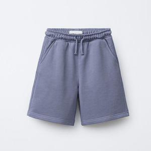 Ensemble sweat-shirt et short unisexe gris 2 pièces, col rond, manches courtes, couleur unie, tenue décontractée d'été - Product Image 3