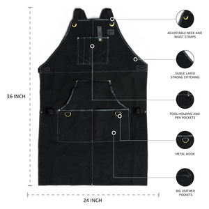 ผ้ากันเปื้อนหนังสีน้ำตาลสำหรับบาร์เทนเดอร์ พนักงานเสิร์ฟ เชฟ ทำสวน ทำครัว ทำผม ทำบาร์บีคิว สำหรับผู้ชาย จากโรงงานผู้ผลิต - Product Image 2