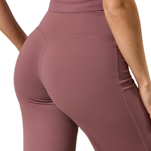 Dusty Pink Straight Leg Yoga Pants Women High Waist Gymwear Stretch Fitness Training <b>Workout</b> Activewear Performance Trousers - Product Image 5