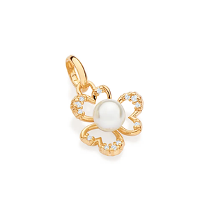 Collar con Colgante de Flor, Chapado en Oro de 18K, Imitación de Perla, Circonia Cúbica, Cadena Clásica para Mujer, Uso Diario - Product Image 2