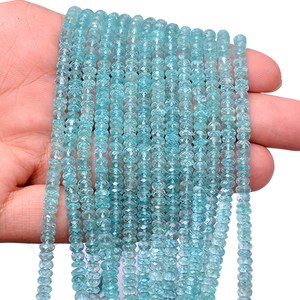 AAA+ Sky Apatite 4mm-5mm Faceted Rondelle Loose <b>Beads</b> Natural <b>Blue</b> Apatite Semi Precious Gemstone Loose <b>Beads</b> for Jewelry Making - Product Image 4