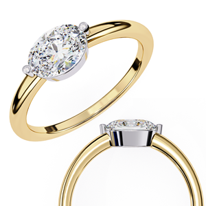 Bague de fiançailles ovale East West avec diamant de laboratoire de 1 carat, or 14 carats, rapport IGI, diamant VS DEF pour anniversaire, mariage - Product Image 4