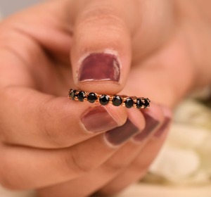 Anillo de Plata de Ley 925 con Espinela y Diamante Moissanita Negro, Anillo Personalizado y Otras Joyas de Diamantes, Regalo para Aniversario - Product Image 1