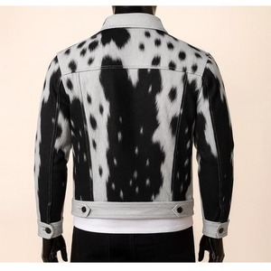 Chaqueta de Cuero Vacuno Natural Hecha a Mano de Primera Calidad, Color Marrón con Pelo Blanco, Estilo Western Ranch Wear - Product Image 2