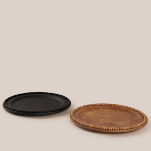 Plato de lujo para cargar dispositivos, de madera natural con acabado negro, OEM/ODM, bajo MOQ, precio de fábrica, venta al por mayor, suministro a granel, bandeja decorativa con cuentas. - Product Image 5