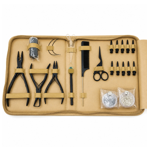 Hair Extension Installation <b>Tool</b> Kit With Pliers, Pulling Needle,Loop Threader, Tail Comb, Sectioning Clips,Scissors Micro Ring - Product Image 1