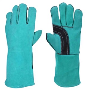 Leather Welding <b>Gloves</b> Full Thumb Cotton Liner TIG Application Molten Metal Splash Test B Black Reinforcement Panel Customizable - Product Image 6