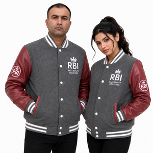 เสื้อแจ็คเก็ตเบสบอลแบบ Letterman  ผ้าขนสัตว์  ทรงบอมเบอร์  แบบวิซาร์ด  พรีเมียม  สำหรับวิทยาลัย  แบบสองด้าน  ระบายอากาศได้ดี  ปักโลโก้อย่างดี - Product Image 6