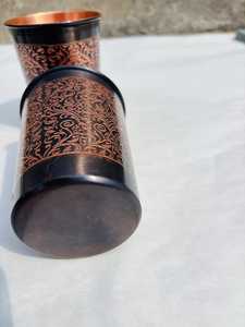 Copper <b>Water</b> <b>Bottle</b> With Vintage Pattern Portable Travel Drinkware Set With Lids - Product Image 2