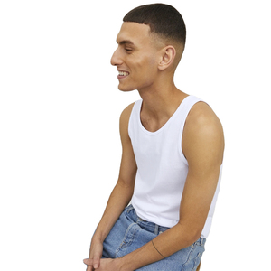 Débardeur de sport pour homme en coton 100% solide, sans manches, maille respirante, tricoté, anti-boulochage, col rond, écologique, séchage rapide - Product Image 5