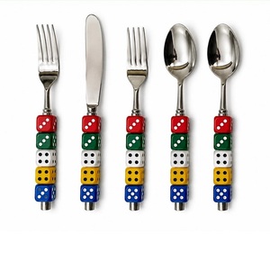 Wedding Events Party Flatware Set Tableware 18 8 Stainless Steel <b>Gold</b> <b>Cutlery</b> With Resin Handle Place Setting Spoon Fork Knives - Product Image 6