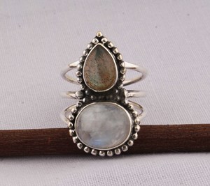 Natural Labradorite <b>Ring</b> 925 Sterling Silver Jewelry Rainbow Flash Gemstone <b>Ring</b> Vintage Style <b>Statement</b> <b>Ring</b> for Women - Product Image 1