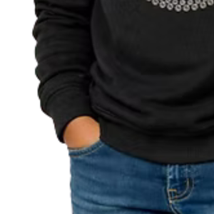 Sudadera Negra con Gráfico de Corazón Brillante para Niñas, Sudadera Informal de Manga Larga, Prenda Cómoda para el Día a Día - Product Image 4