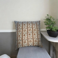 Housse de coussin décorative en coton imprimé 100% beige rouille, motif botanique, pour chaise de patio extérieur, vente en gros
