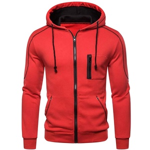 เสื้อฮู้ดผู้ชายผ้าฟลีซโพลีเอสเตอร์/คอตตอนกันน้ำ แขนยาว ซิปหน้า มีเชือกผูกแบบลำลอง - Product Image 1