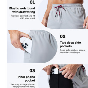 Shorts de sport 2 en 1 extensibles dans quatre sens pour hommes, adaptés à la musculation, à la force athlétique, au soulevé de terre, au crossfit et aux séances d'entraînement. - Product Image 2