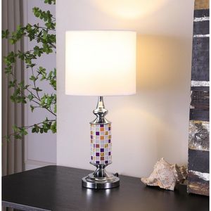 Lampada da tavolo moderna in vetro mosaico bohémien cromato Vicki da 24 pollici - Product Image 2