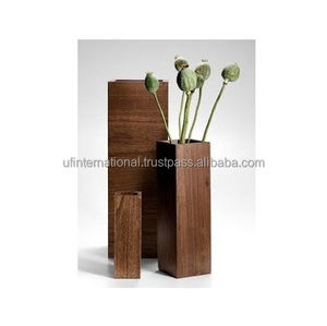 Florero de madera para decoración interior y exterior, florero de color natural - Product Image 2