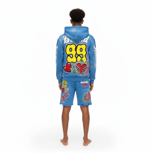 Ensemble sweat à capuche vintage personnalisé pour homme avec imprimé lettres en strass et design de badge, style antique, idéal pour l'hiver – Vente en gros - Product Image 2