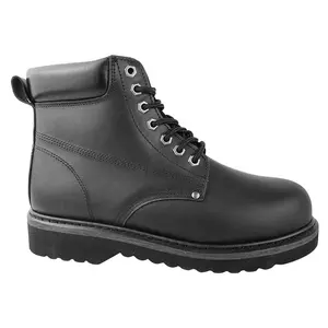 Cheap Black Wide Steel Toe Cap Safety Shoes Men Boot Production Climbing Fashion Wide Fit Goodyear Welt Leather Upper EVA Sole