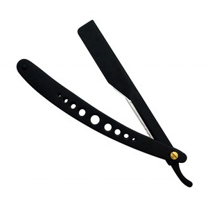 High Quality Professional Barber <b>Razor</b> Stainless Steel Wood Folding Straight Edge Body Face Black Color Manual <b>Razors</b> Tegra - Product Image 1