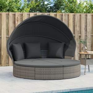 Lit de repos gris foncé pour extérieur avec auvent et pergola - Product Image 1