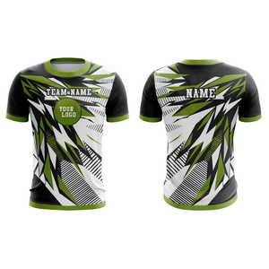 Custom Sublimation Printed E-Sports Jersey Unisex O-Neck Quick Dry Polyester T-Shirt Adult Gaming Shirt Green Black <b>White</b> Design - Product Image 1
