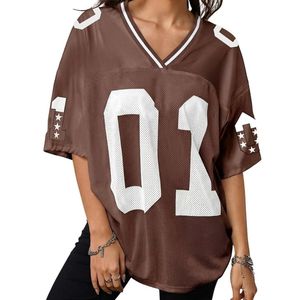 Maillot de football américain marron foncé en tissu mesh respirant, coupe oversize streetwear athlétique 01 - Product Image 1