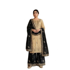 Presentamos la Nueva Colección de Diseñador Salwar Kameez, Conjunto de Top, Pantalón y Dupatta con Bordado Pesado y Lentejuelas, Completamente Cosido, de Secado Rápido - Product Image 1