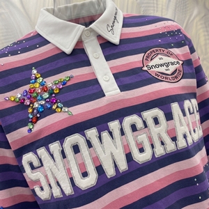 Chemise en jersey à manches longues rayée pour femme Snowgrace, logo brodé, design étoile en strass, coupe classique, vêtements pour toutes les saisons - Product Image 5