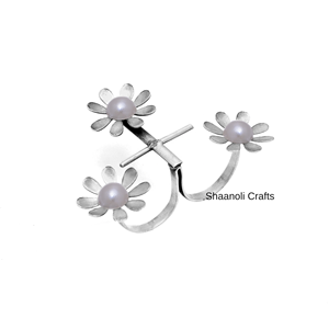 Anillos con patrón de flores ajustables bohemios de plata de diseñador artificial, joyería, hermosos anillos de plata para mujeres y niñas para usar - Product Image 2