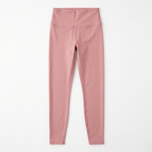 <b>Pink</b> Solid High Waist <b>Yoga</b> Leggings Women Elastic Waist Stretch Workout <b>Pants</b> Breathable Full Length Activewear 1 Piece - Product Image 1